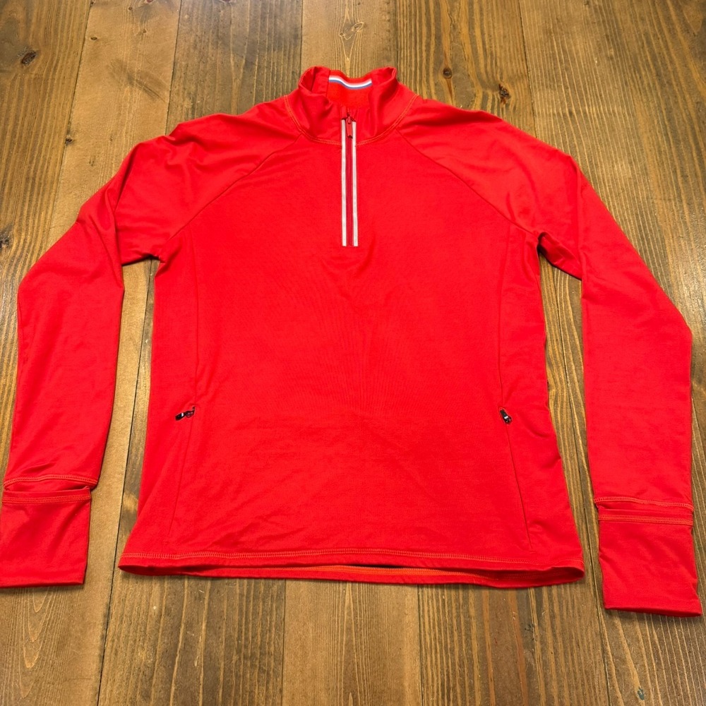 Four 4 Laps Resolve Half Zip Long Sleeve Athletic Top Medium Red Cycling Running